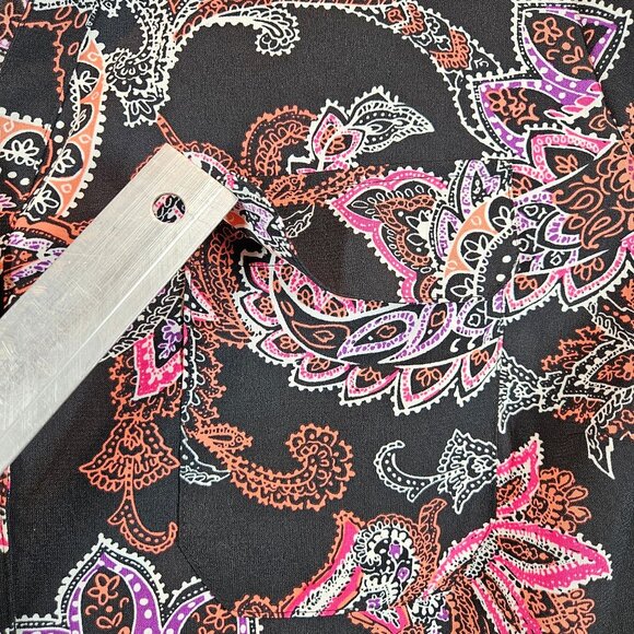 Catherines Womens 1X Button up Blouse 3/4 Sleeve Paisley Multi-Color office bold - Picture 7 of 10